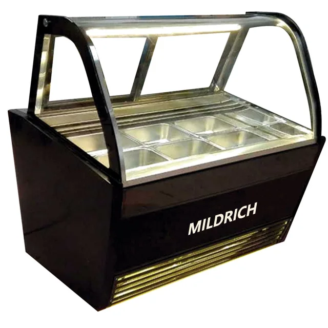 
Curved Glass Gelato Showcase Ice Cream Display Freezer / Ice Cream Display Refrigerator 