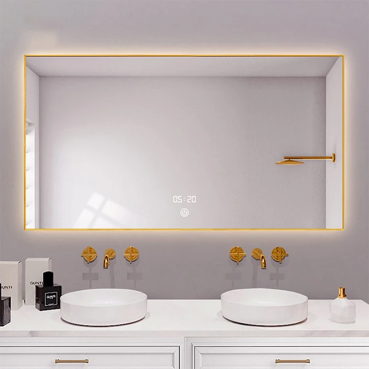 Antifog Touch Screen Led Bath Smart Mirror Makeup Mirror Metal Frame Bathroom Vanity Bath Mirrors