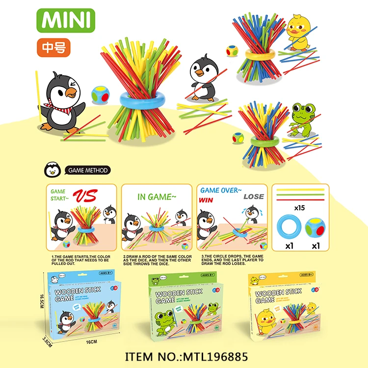 High Quality Educational Classic Plastic Pick-Up Sticks Game Toys Concentration Training InteractiveToy