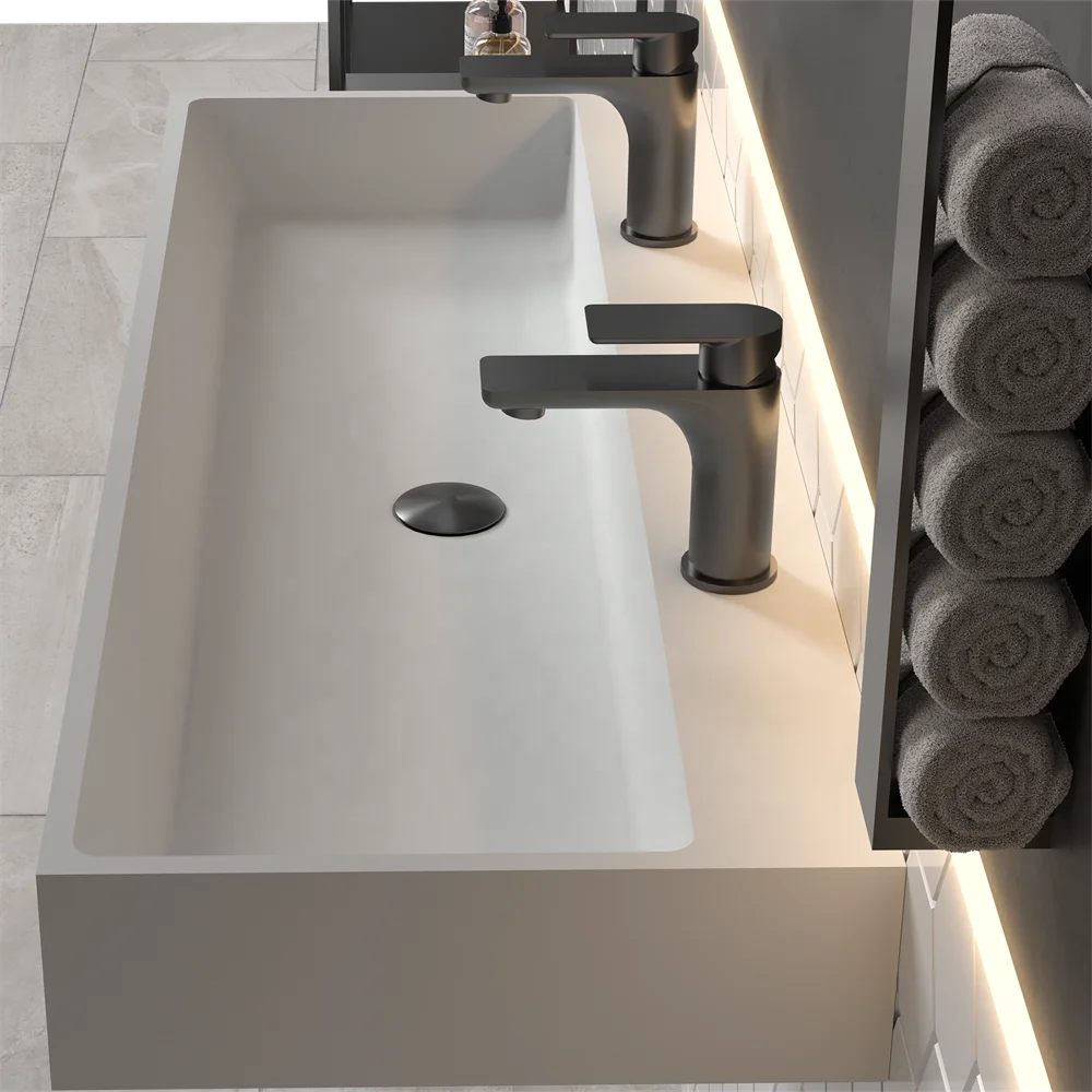 New Fashion Basin Solid Surface White Wall Hung Sink Bathroom Vanity Basin Artifficial stone Hand wash Sinks