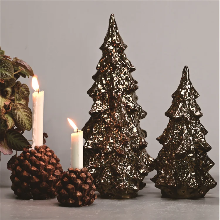 Luxury Vintage Christmas Ornaments Tree Shape Ceramic Home Decor Gift Items Home Decoration Items for Living Room