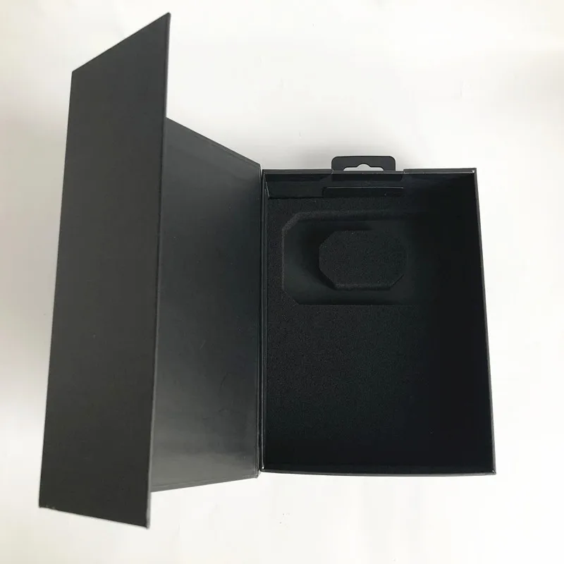 Rectangular magnetic closure hard cardboard box packaging rigid black cardboard boxes custom cardboard boxes with foam tray hook