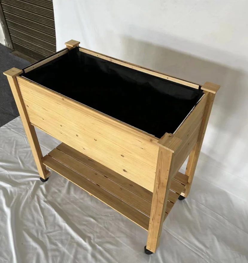 Outdoor garden original wood color cedar wood mobile garden planting box