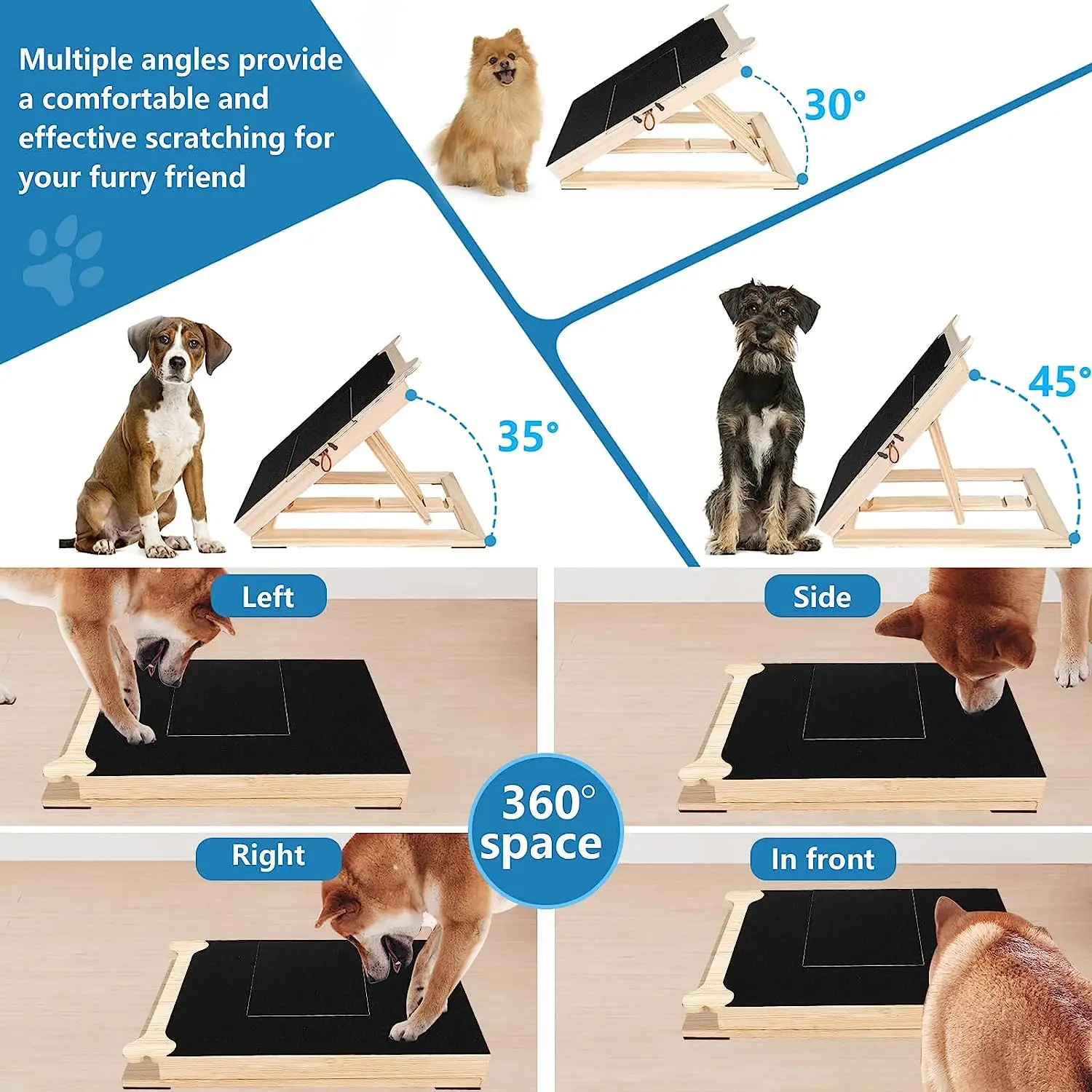 Custom Adjustable Bamboo Wooden Dog Scratch Pad with Hidden Treat Drawer