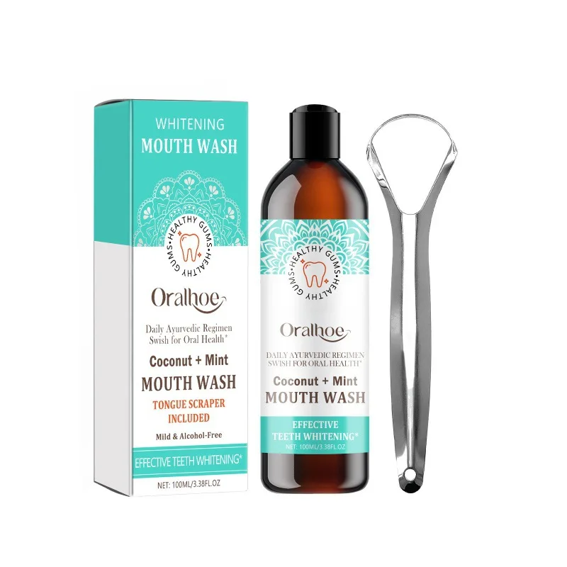 Hot Selling Natural plant Essential Oils Mouth Wash Fresh Breath Teeth Whitening mint coconut Oil Pulling Mouthwash