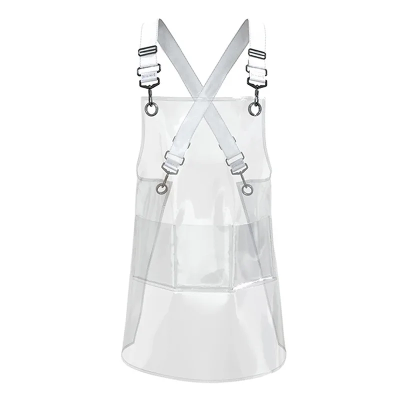 Transparent TPU Apron Solid Color Ribbon Adjustable Water and Oil Resistant Aquatic Car Wash Barber Work Apron