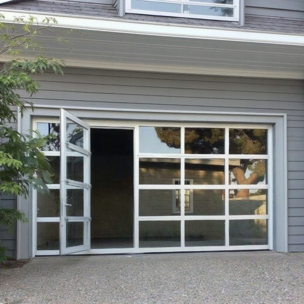 2025 Modern Glass Sectional Garage Door of Small Entrance Door 16x7 Sliding Overhead Folding Garage Doors with Pedestrian Gate