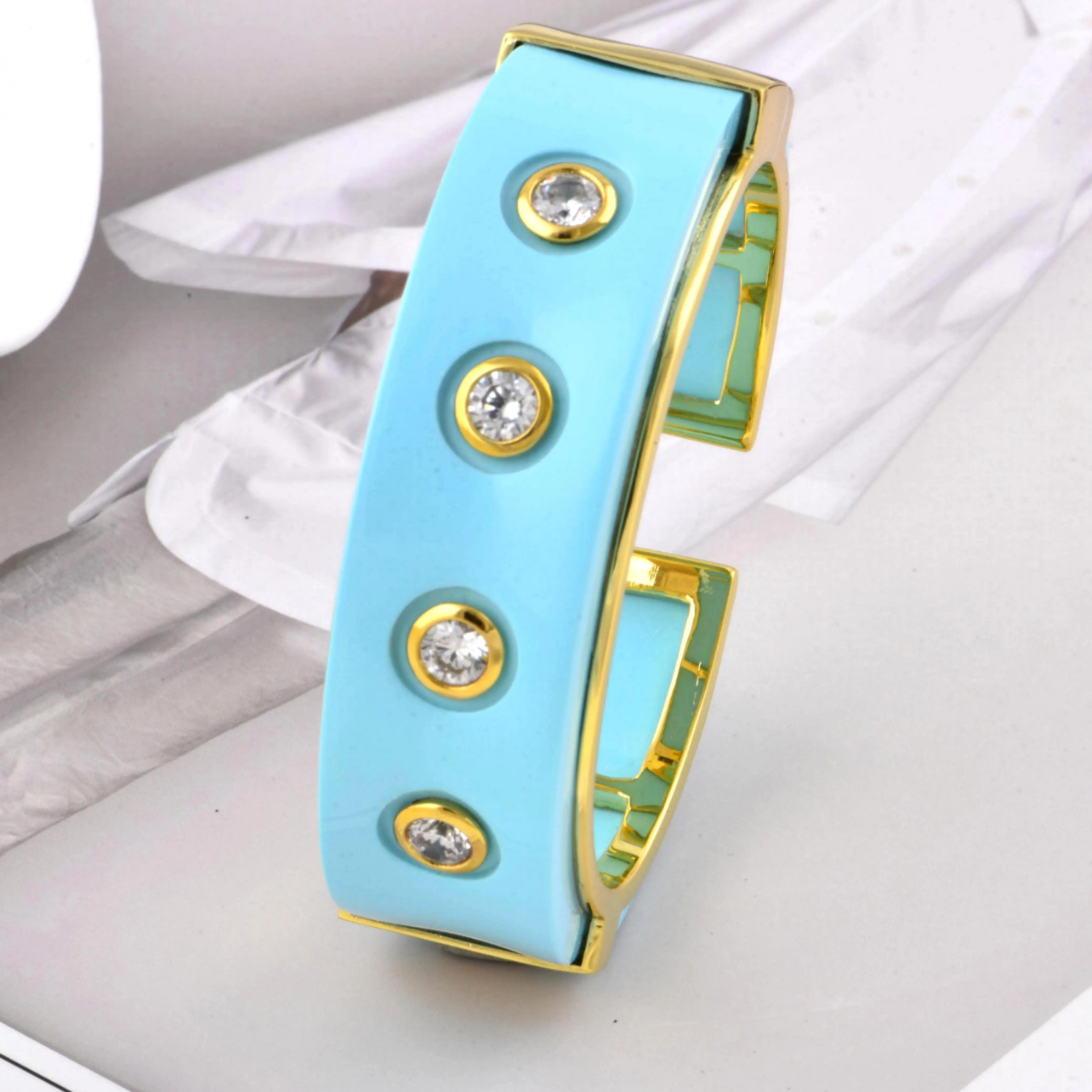 ChinChin Vintage Chunky Dubai Zircon Copper Chain Bangles Jewelry Women Hawaiian Brass 18k Gold Plated Bangle