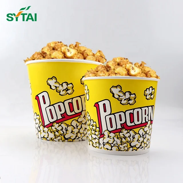 Food grade 32oz 46oz 64oz 85oz 130oz Disposable Custom Printed Popcorn Paper Cup Bucket