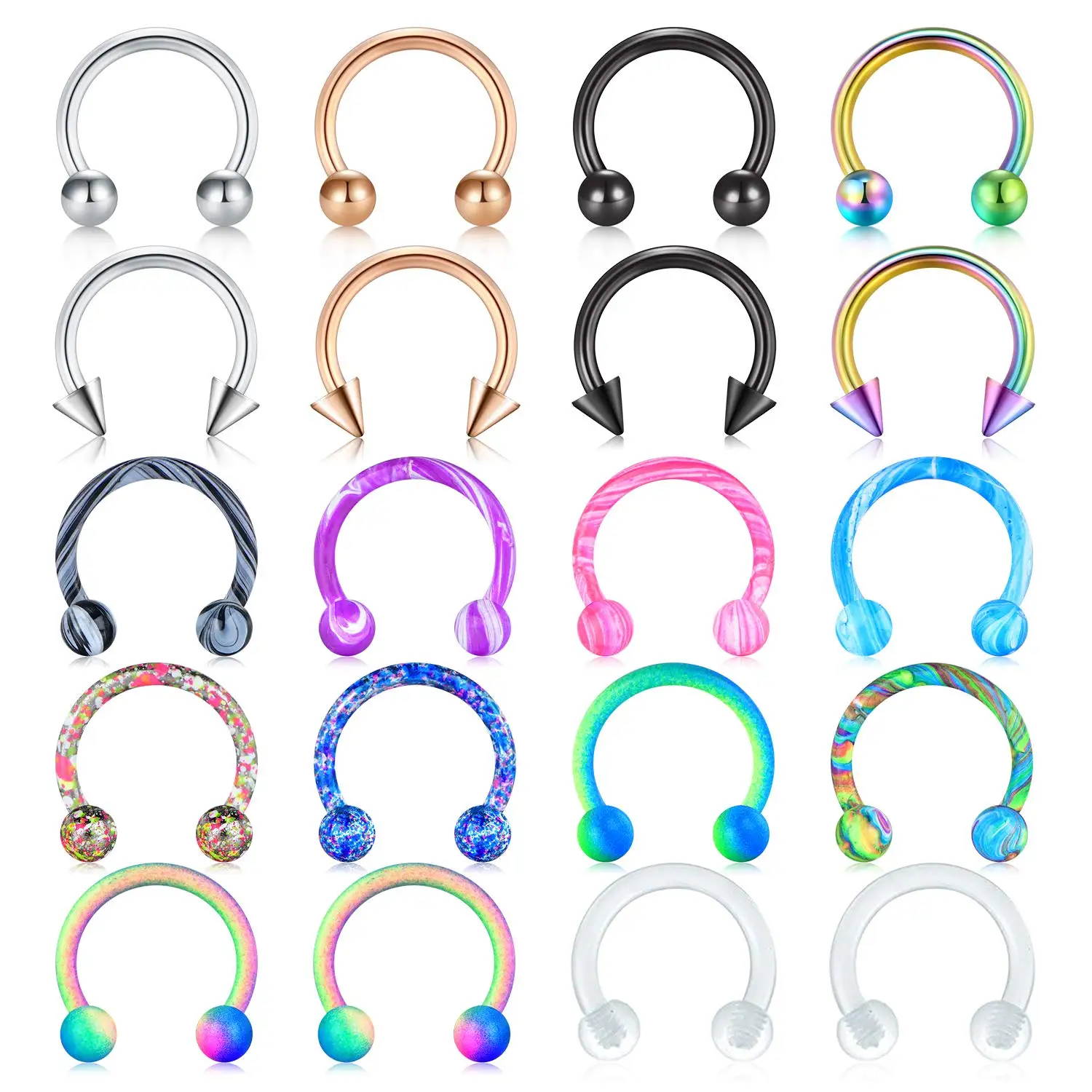 16G Stainless Steel Horseshoe Nose Septum Rings Piercing Jewelry Cartilage Helix Tragus Earring Hoop Lip Horseshoe Piercing