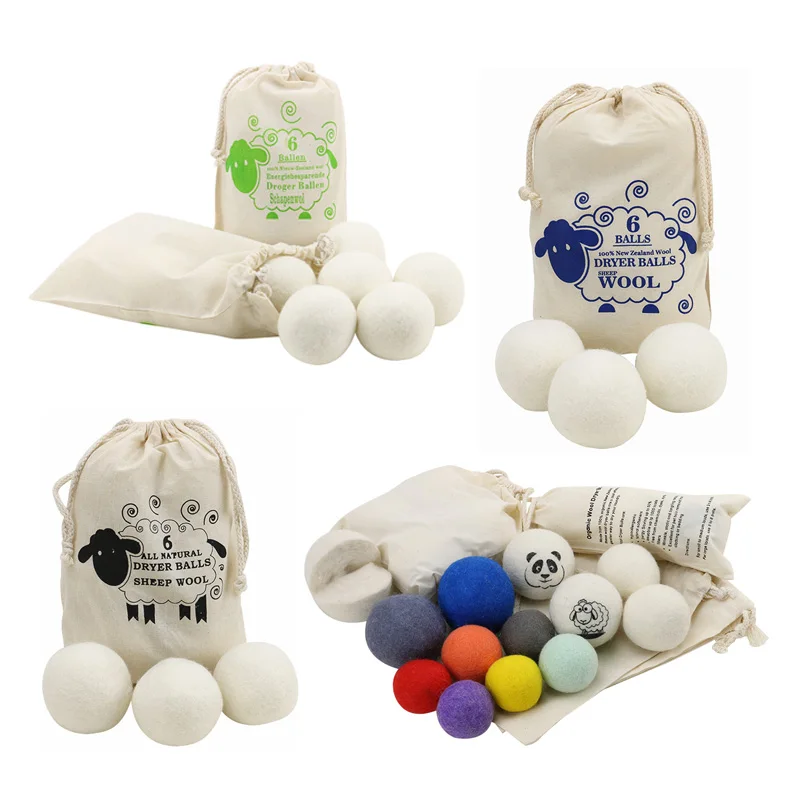 Wool Dryer Balls XL 6 Pack 100% New Zealand Wool Organic Fabric Softener Hypoallergenic Baby Safe & Unscented Wool Dryer Balls