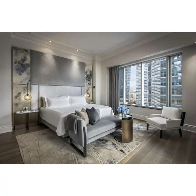 2022 Modern Design Bedroom Furniture Set Bespoke Luxury King Size Bed for Villa Use