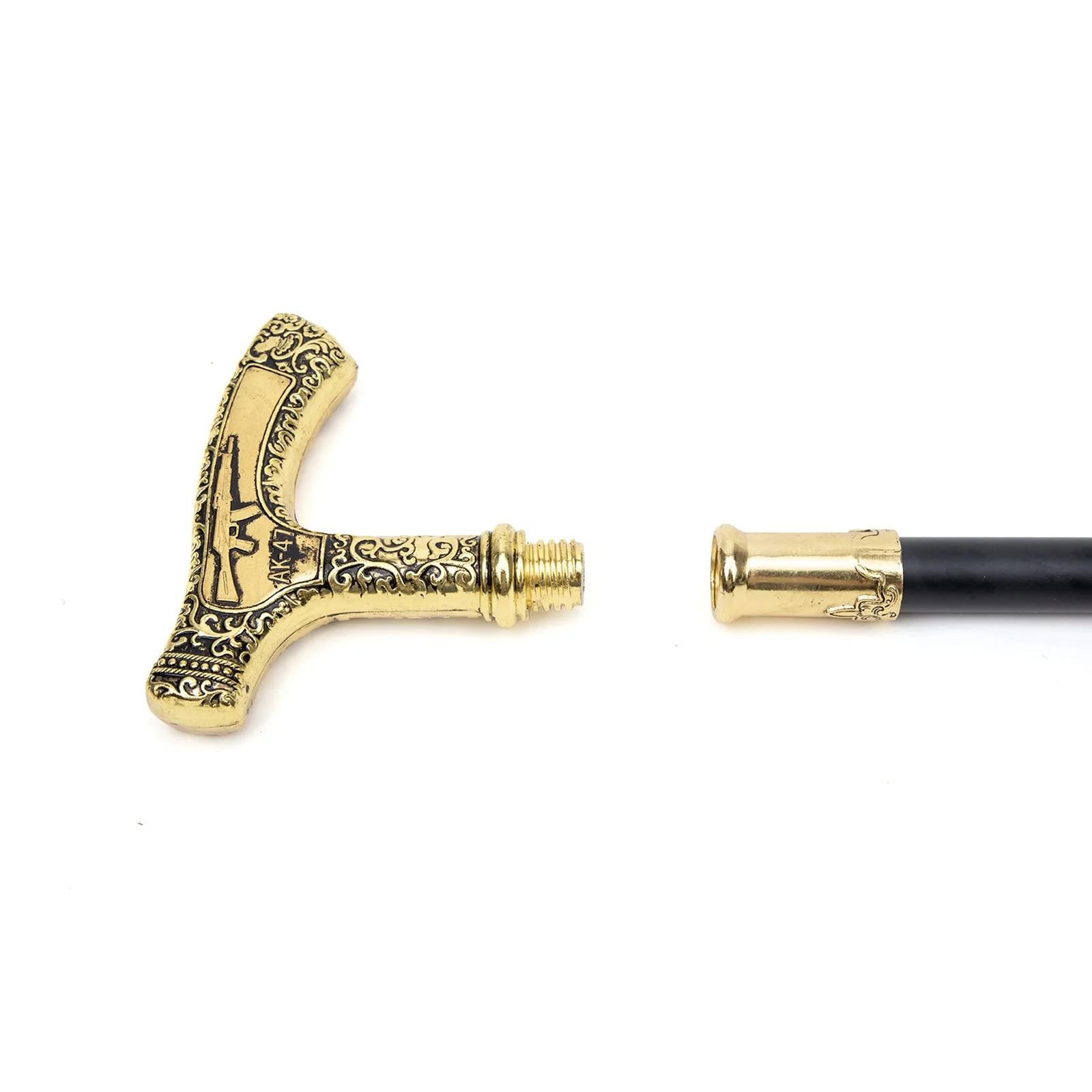 AK 47 Luxury Walking Stick with Hidden Plate Self Defense Fashion Cane Plate Cosplay Crosier Stick 90cm