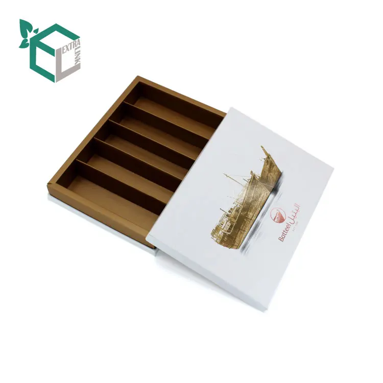 Wholesale Custom Printed Luxury Rigid Packaging White Paper Gift Box Candy Truffle Chocolate Bar Boxes With Gold Divider
