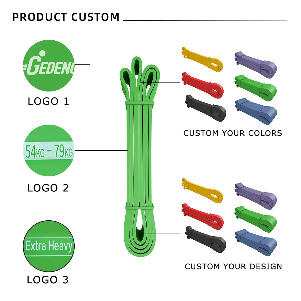GEDENG Custom Logo Latex Pull Up Exercise Lifting Working Out Power Resistance Band Set