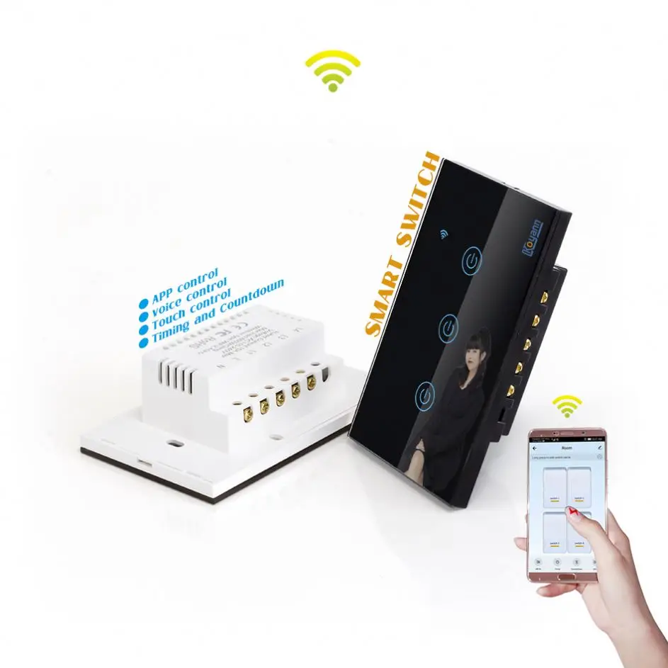 China Goods Wholesale Usa Light Switch  Black Switch Touch  Smart Switch Home Timing Kit