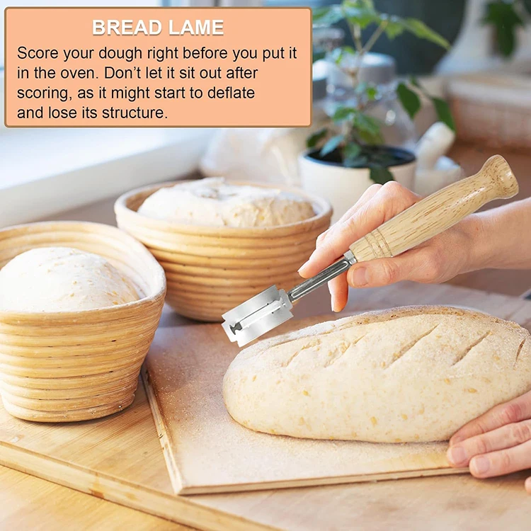 Ready to Ship 2 pieces bread proofing basket with silicone brush bread lame 8 piece DIY tools and metal scraper perfect set
