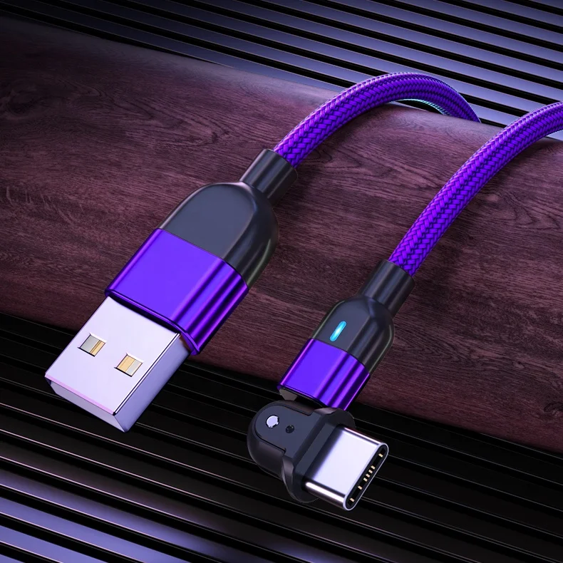 180 degree free rotation mobile phones fast usb charging cables usb c usb charger data cable led light cable for gaming charging