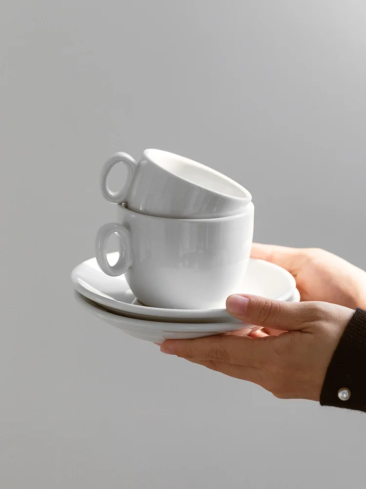 
100ml Coffee Cup European Style White Ceramic With Saucer High Temperature Resistant Italian Black Coffee Cup 