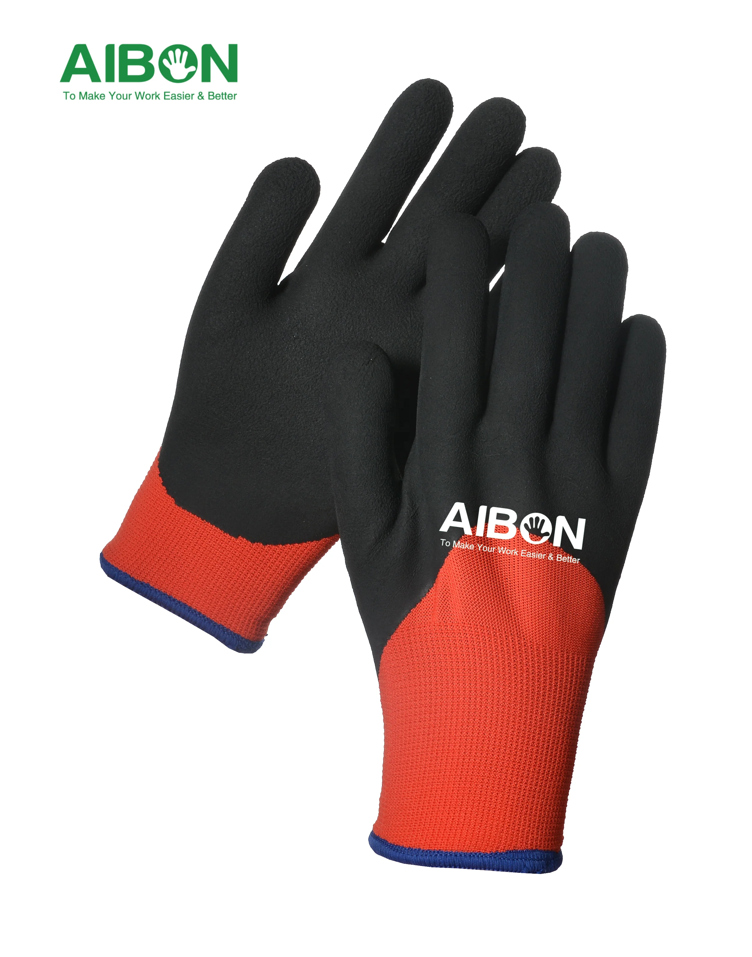 Red Good Quality Nylon Knit Non Slip Coating Rubber Palm Coated Crinkle Latex Protection Safety Work Gloves