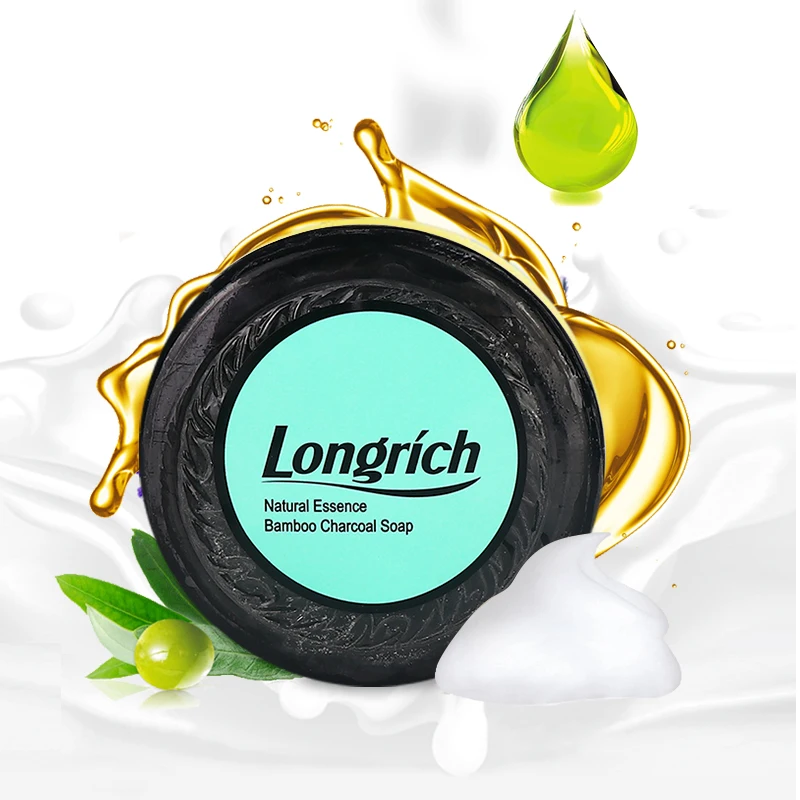 Longrich factory supply wholesale 3pcs bamboo charcol  Bamboo Charcoal Rejuvenating sulfur Soap black facial soap bar body soap