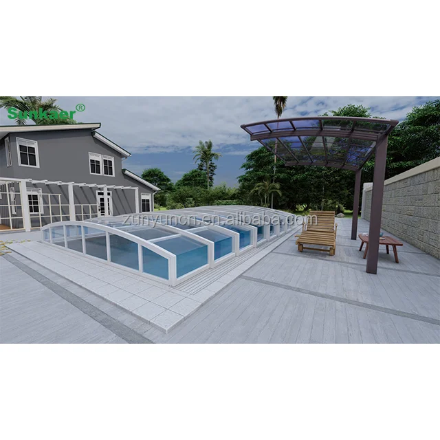 Best seller 10 years guarantee Customized telescopic pool enclosures swimming pool cover automatic Pool cover installation