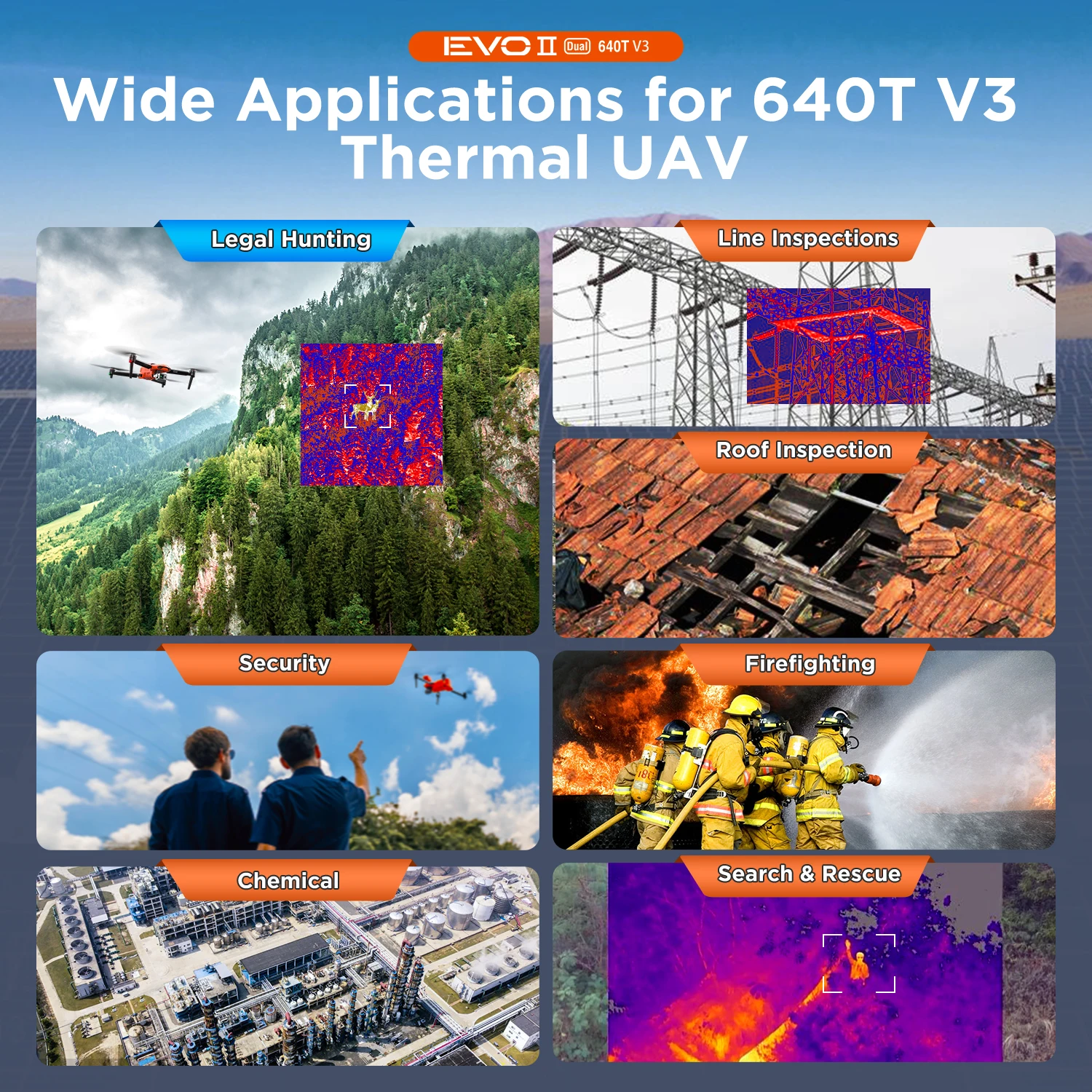 Autel Robotics EVO 2 II Dual 640T V3 Quadcopter 10KM Long Range Control Distance Surveillance UAV Dron Thermal 4K Camera Drone