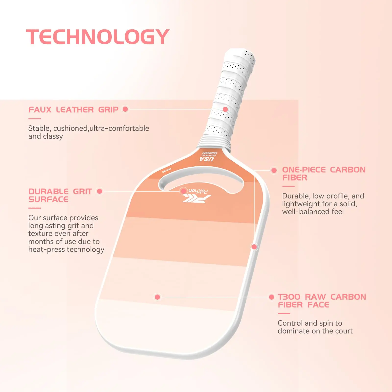 Wholesale Stable Comfortable Artificial Leather PP Grip Honeycomb Core Pick Paddle 16mm T300 Original Carbon Fiber Pick Paddle