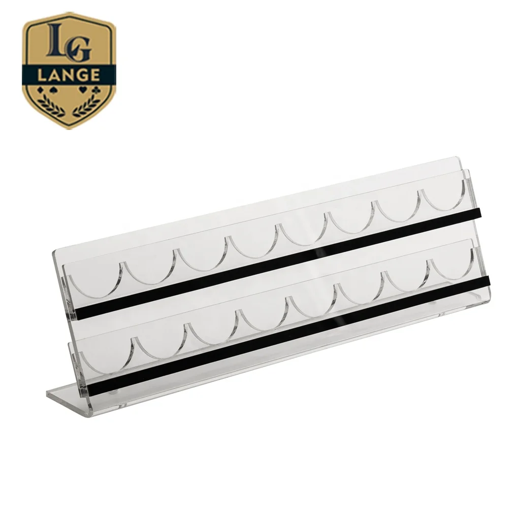 2 Rows 16pcs Crystal Clear Casino Set Baccarat Poker Chip Display Rack