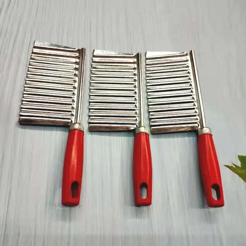 Stainless Steel Potato Chip Slicer Dough Vegetable Fruit Crinkle Wavy Slicer Knife Potato Cutter Chopper French Fry Maker