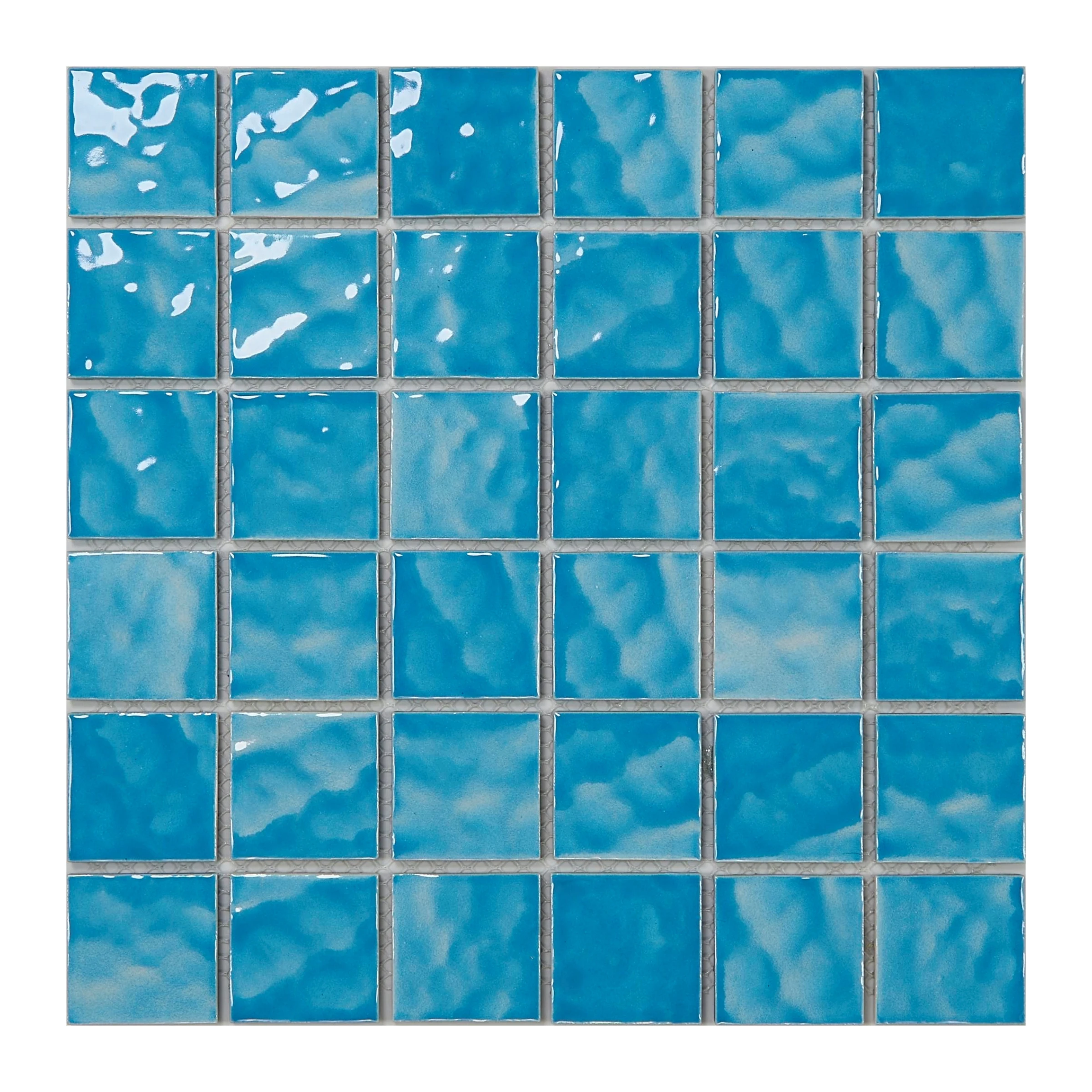 China Factory Supply Wave Series  Porcelain Ceramic Mosaic Tiles 48*48mm Square Textured Glossy Swimming Pool Tiles
