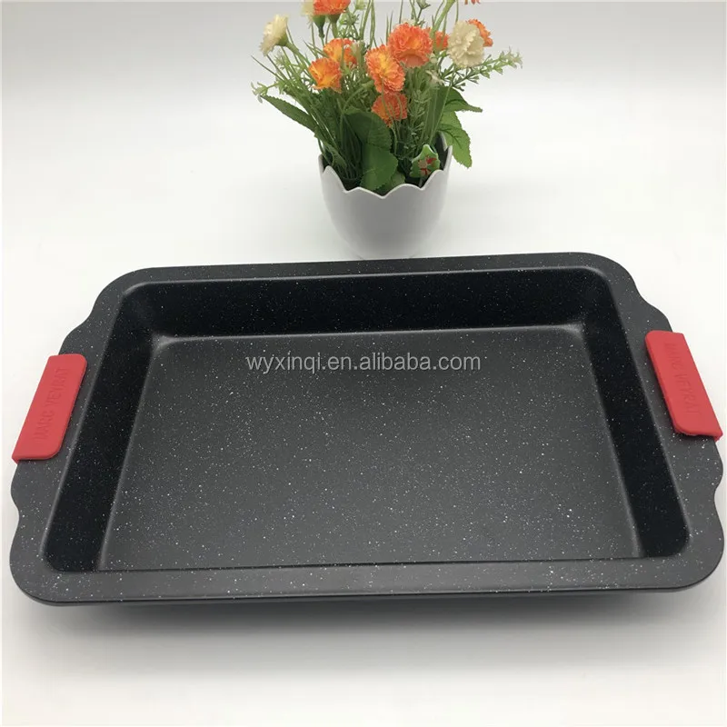 Nonstick Cookie Sheet Pan Carbon Steel Marble coating with silicone handle  Baking Pan