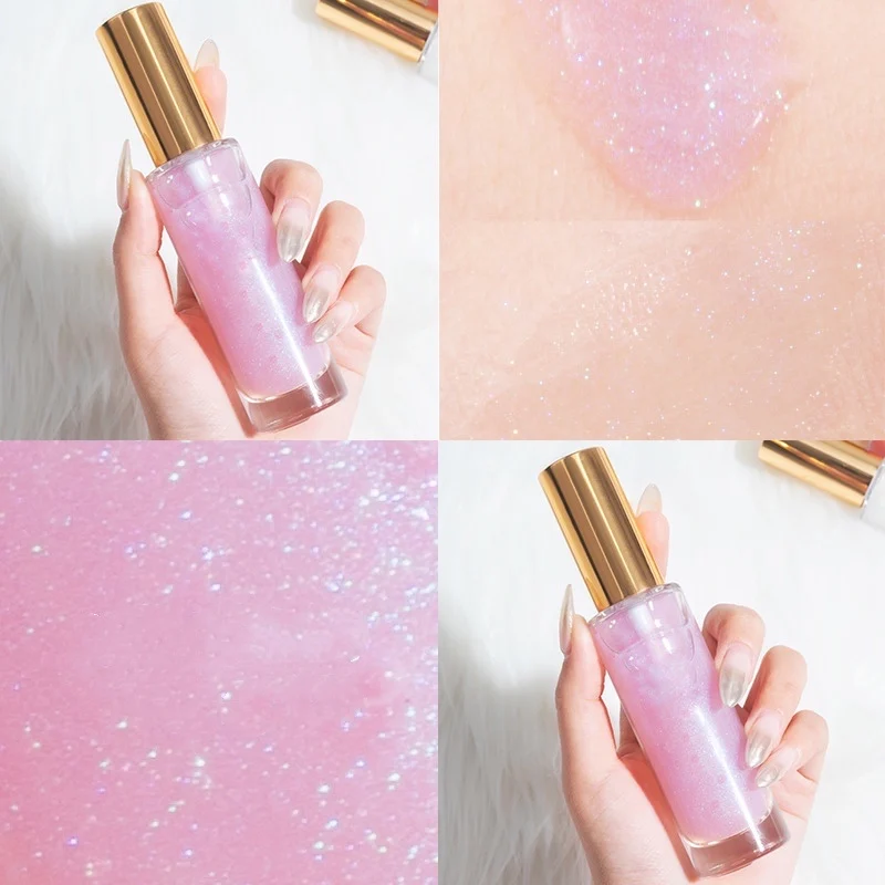 Custom Logo Private Label Sunshine Organic Mineral Liquid Highlighter Face Body Glow Makeup Body Shimmer Spray