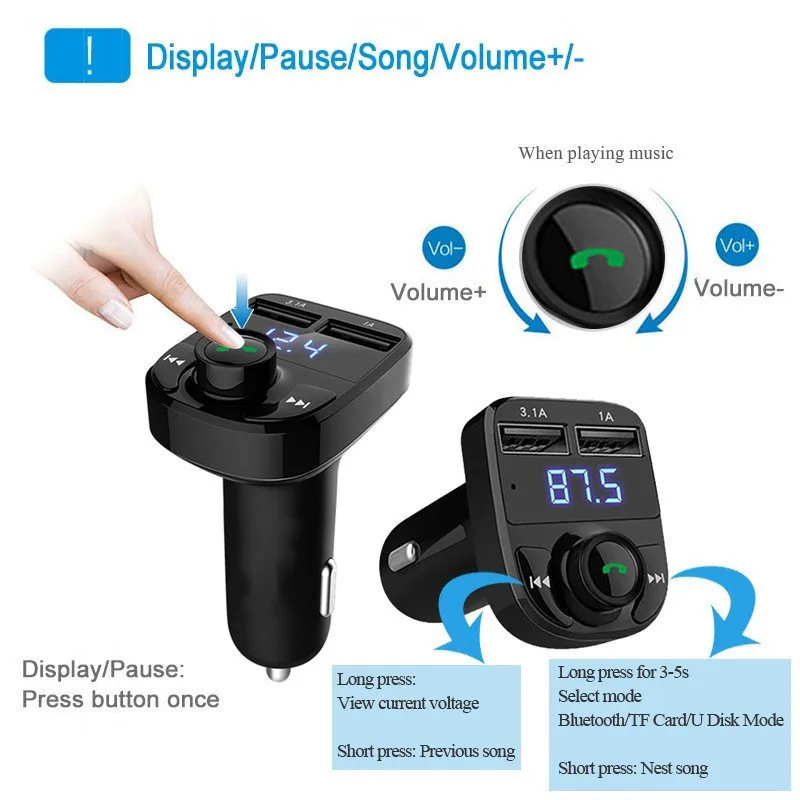 audio mp3 usb player car mp3 player x8 multifunctional new steero radio car kit double USB charger setup fm transmitter