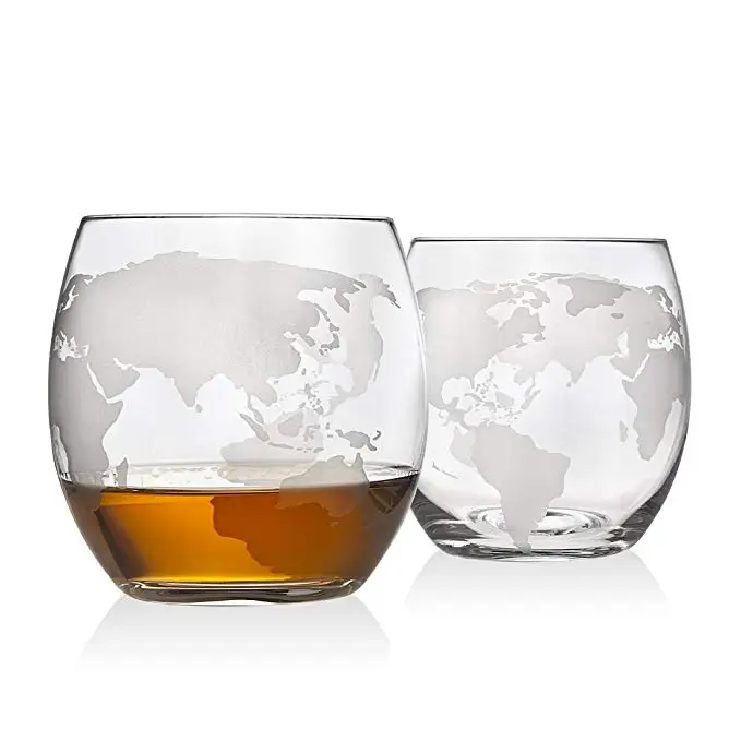 
850ml Hot Selling whisky decanter globe Whiskey Decanter set with wooden tray glass bottles 
