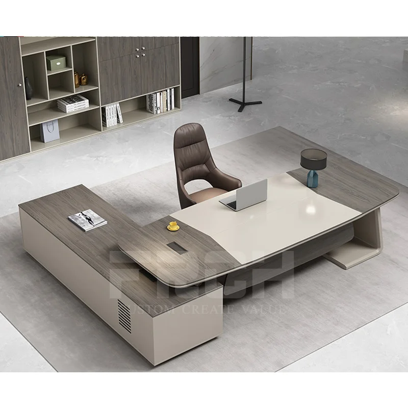 Выполненный на заказ современный классический роскошный L-образный деревянный офисный стол высокого