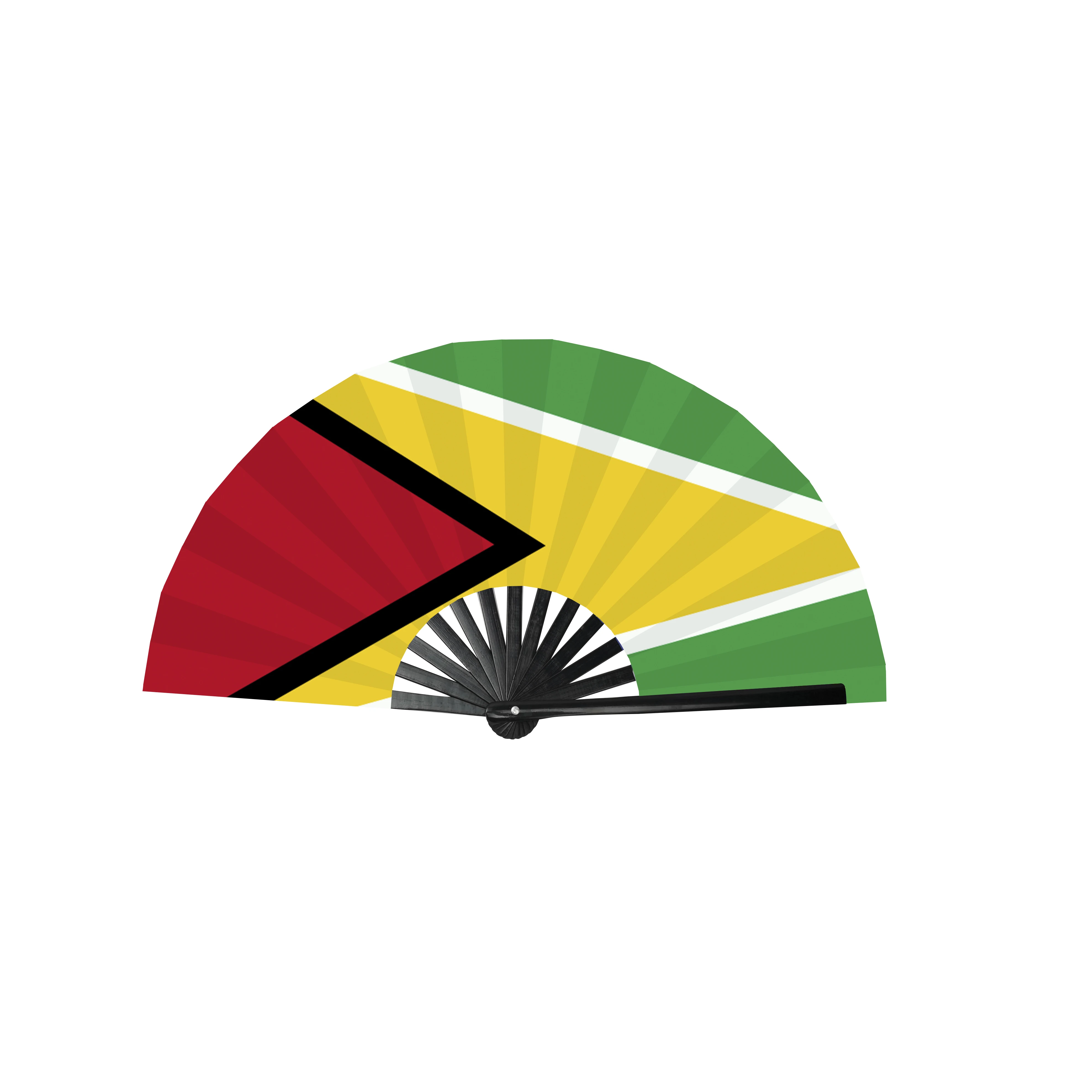 LOW MOQ Custom Logo 13 Inch Bamboo Folding Handheld Fan Caribbean Flag Hand Fan for Carnival