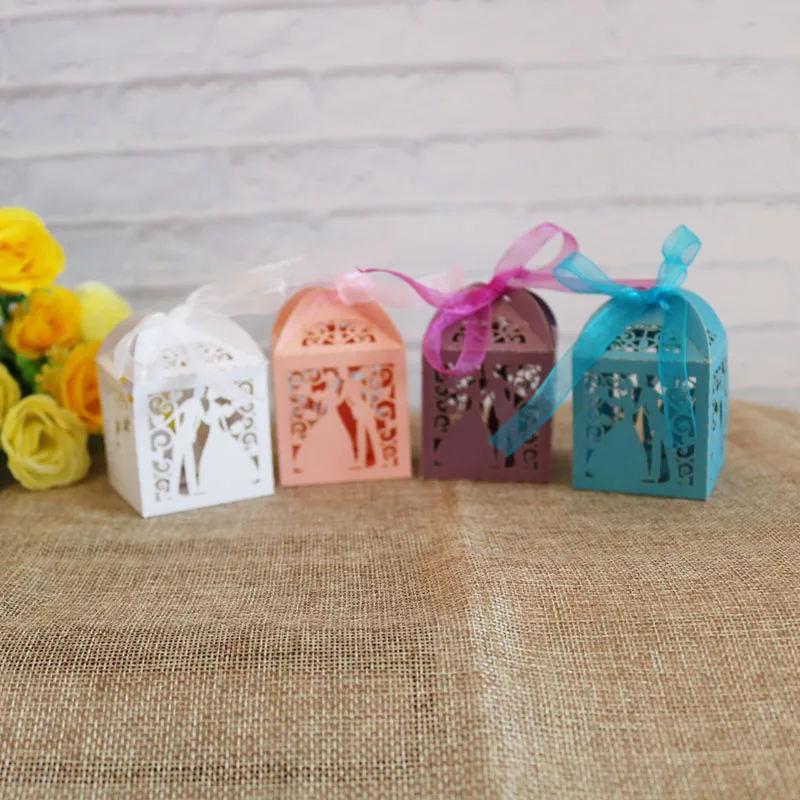 Laser Cut CookieBox Custom make Pearl Paper Box Wedding Favors Box for Party