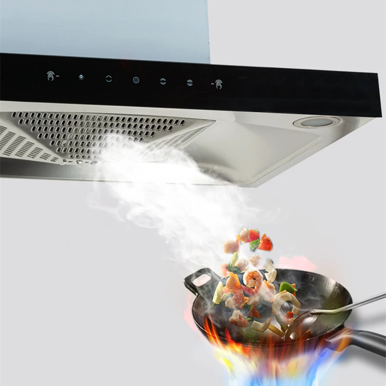 Kitchen appliance cooker hood stainless steel chimney touch switch extractor range hood Strong ventilation smoke exhaust hood