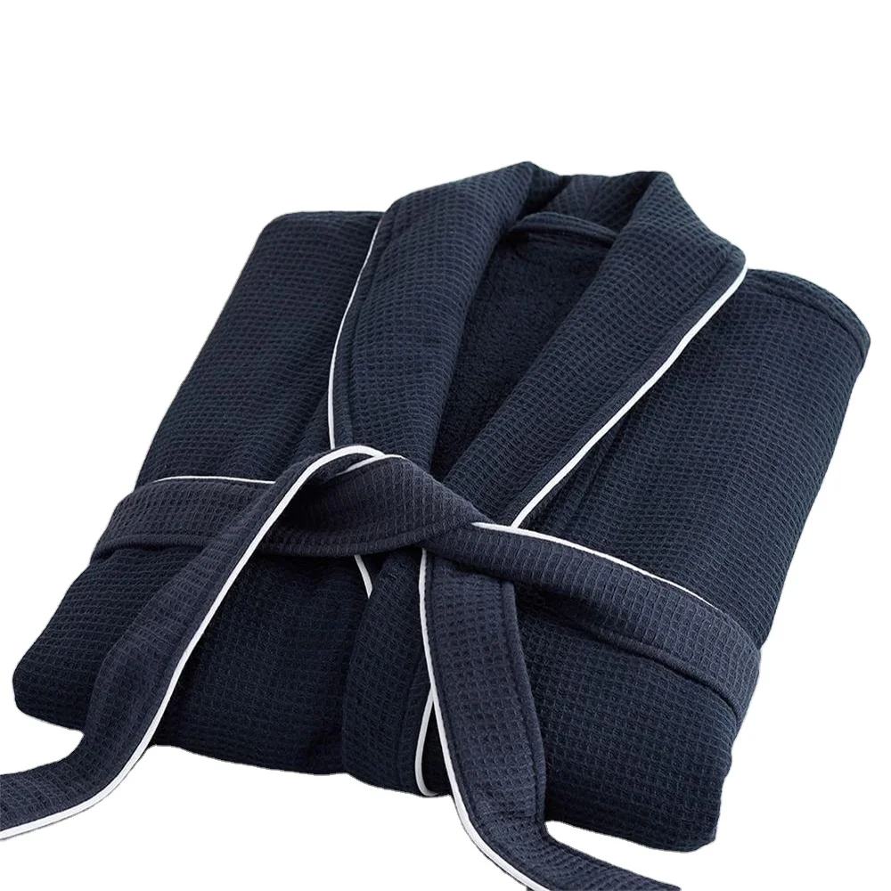 Hotel Cotton Waffle Bathrobe Bath robe Custom Logo 100% Long Staple Hotel Bathrobe Spa Robes Luxury