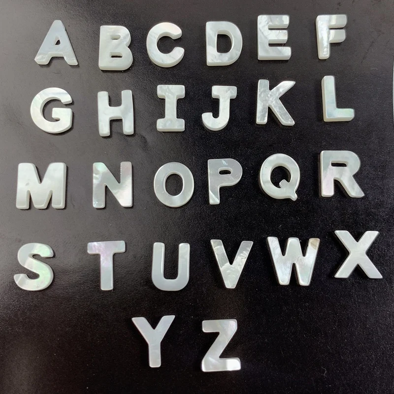 Wholesale natural white shell letter alphabet beads with hole for DIY jewelry necklace and bracelet making