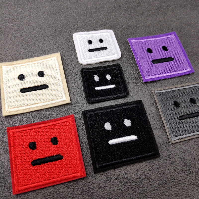 Face Iron On Bandage Patch Apparel Sewing Fabric Handmade Appliques For Clothing Stickers Badge Parche Black White Red