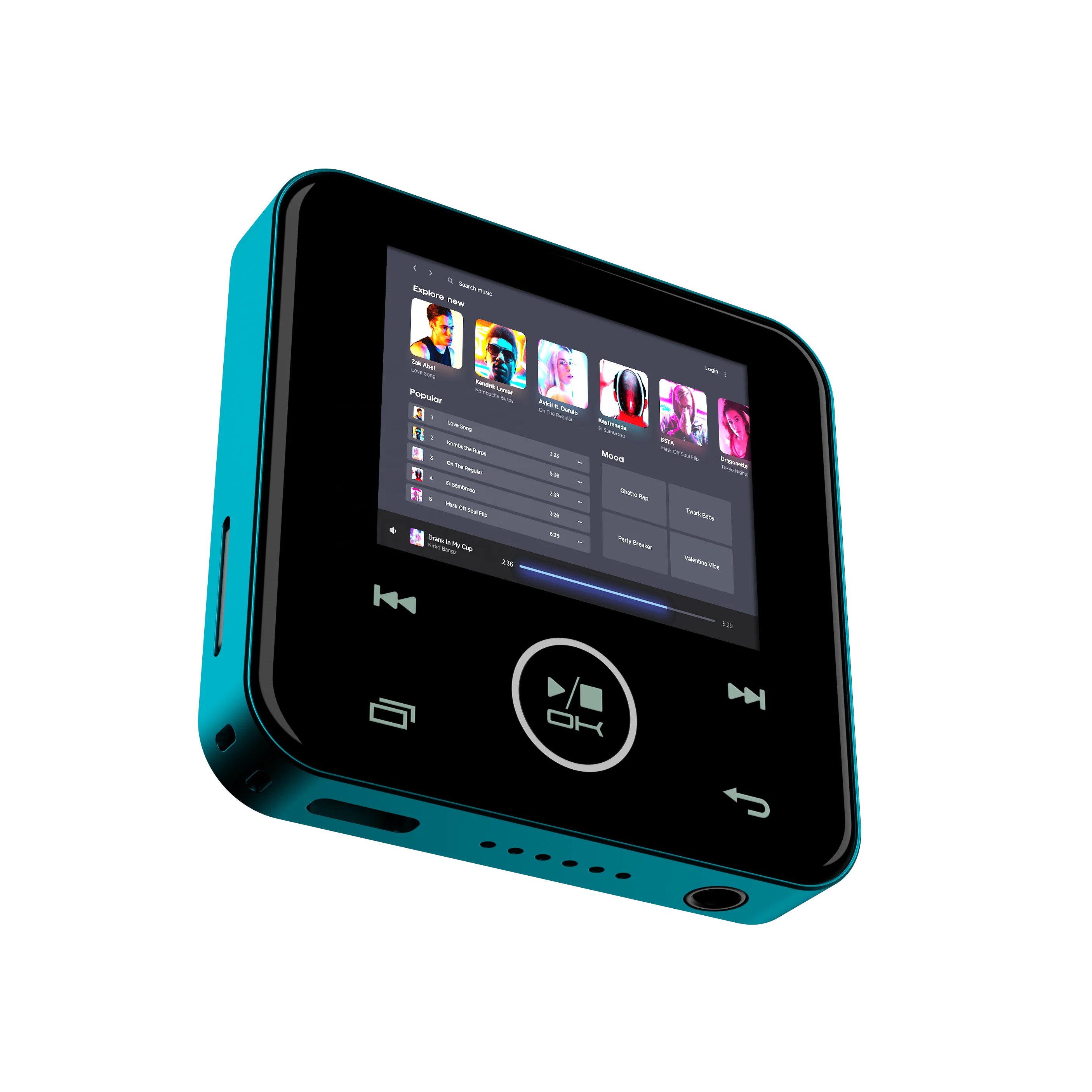 button  music mp3 player