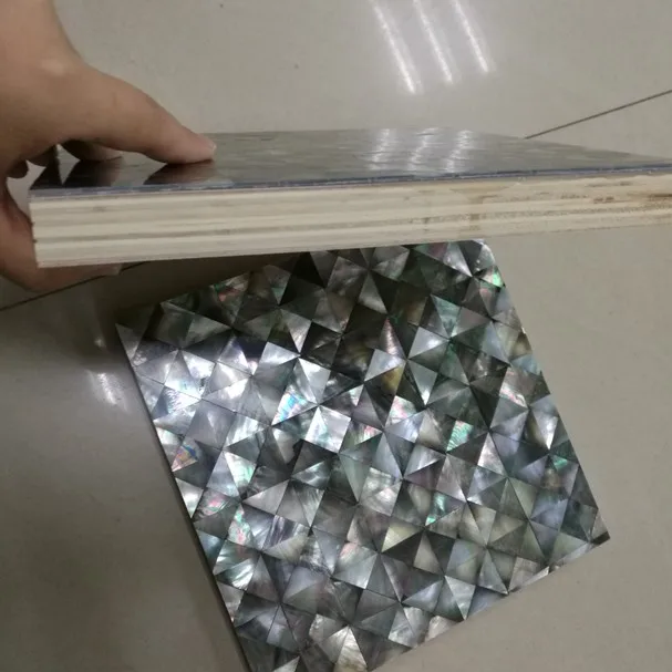 Hexagon sea shell black lip shell mosaic tile on mesh