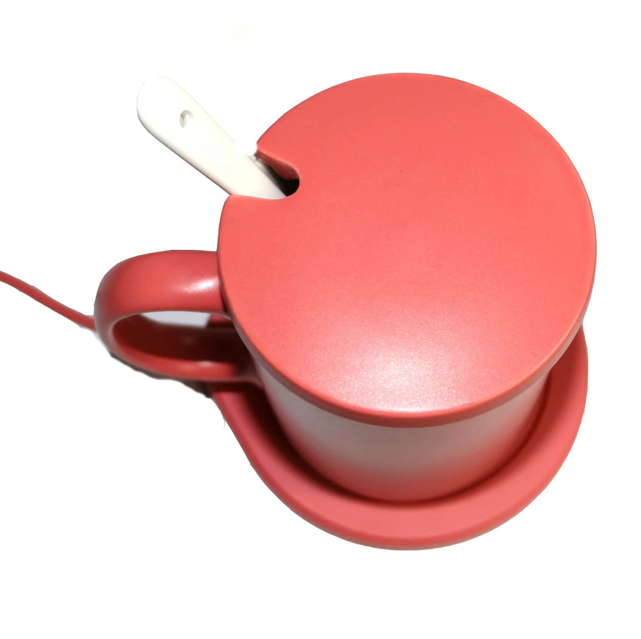 2021 New portable 55 degree usb plug smart mug warmer set, water baby milk coffee cup ceramic mug warmer with wireless charger