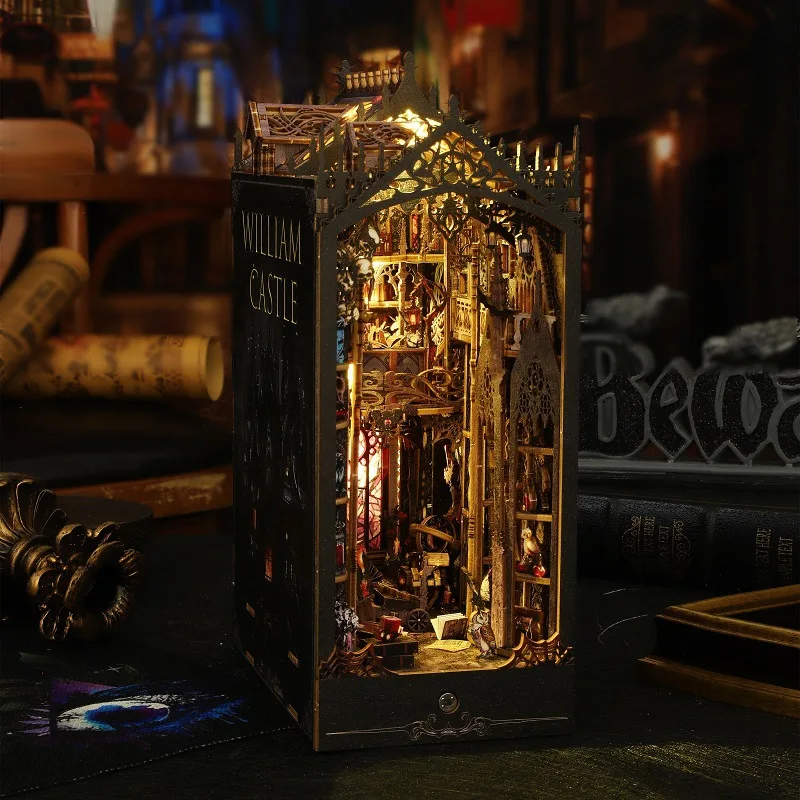 Изготовленная на заказ книга Nook William Castle ручной работы 3d деревянная головоломка мини книжный набор для кукольного домика книжная полка Декор Booknooks миниатюрные DIY