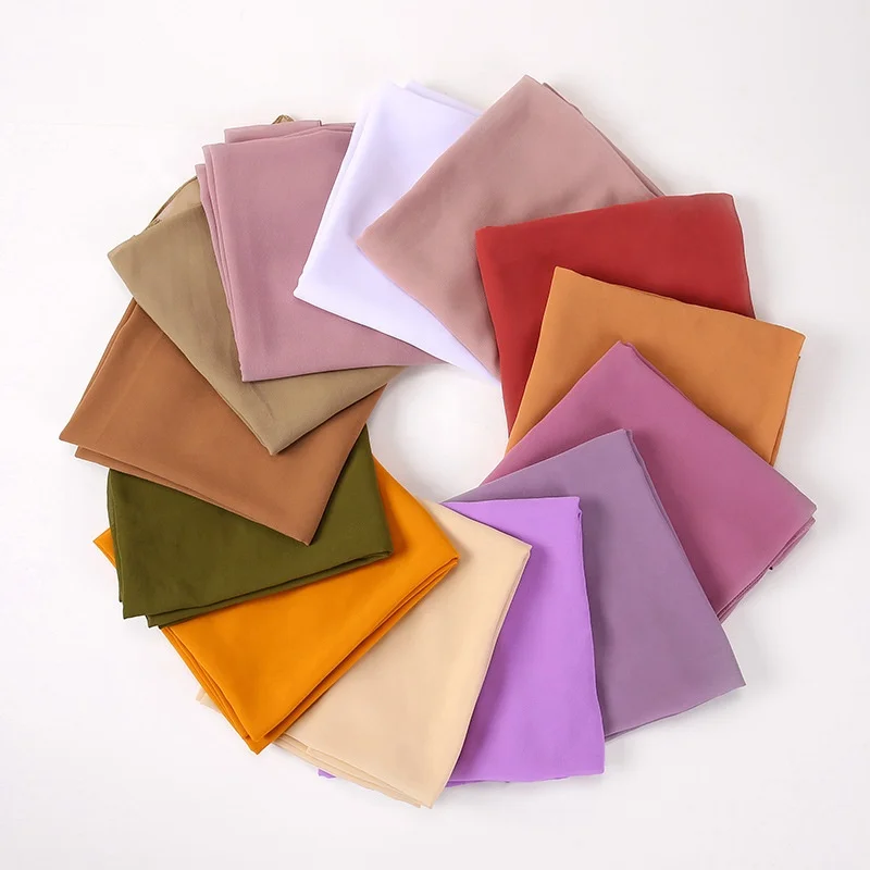 Hot Selling Muslim Women Plain Color Big Pleated Instant Bubble Chiffon Headscarf Instant Head Cover Wrap Scarf Hijabs