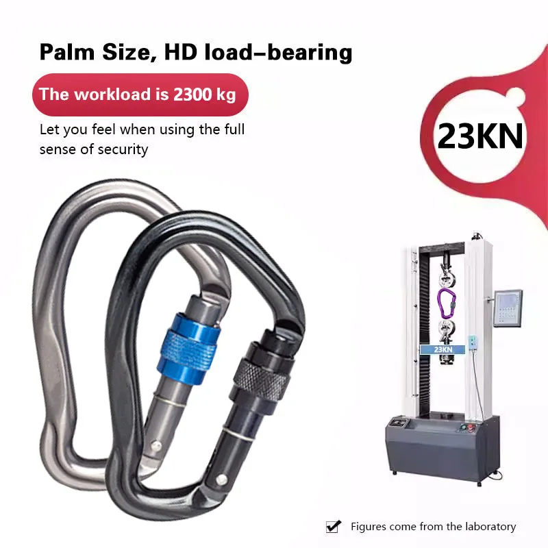 Pear Shape Asymmetrical 23KN 7075 Aluminium Alloy Master Safety Carabiner Snap Hook for Mountaineering