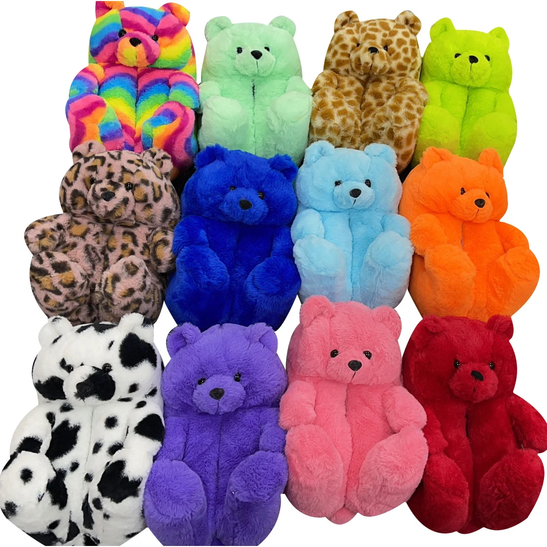 
2021 Latest Hot Popular Winter Warm Home Plush All-inclusive Teddy Bear Slippers 