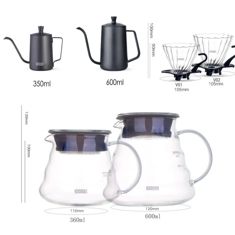 Custom Bean Grinding Grinder Coffee & Tea Dripper Filter Coffee Set Traditional Camping Travel Kettle With Manual Coffee Grinder